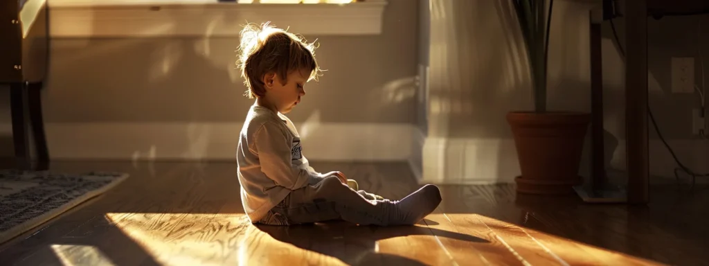 a child sitting in a calm, designated time-out corner, with no distractions or attention from caregivers, embodying a peaceful and effective discipline strategy.